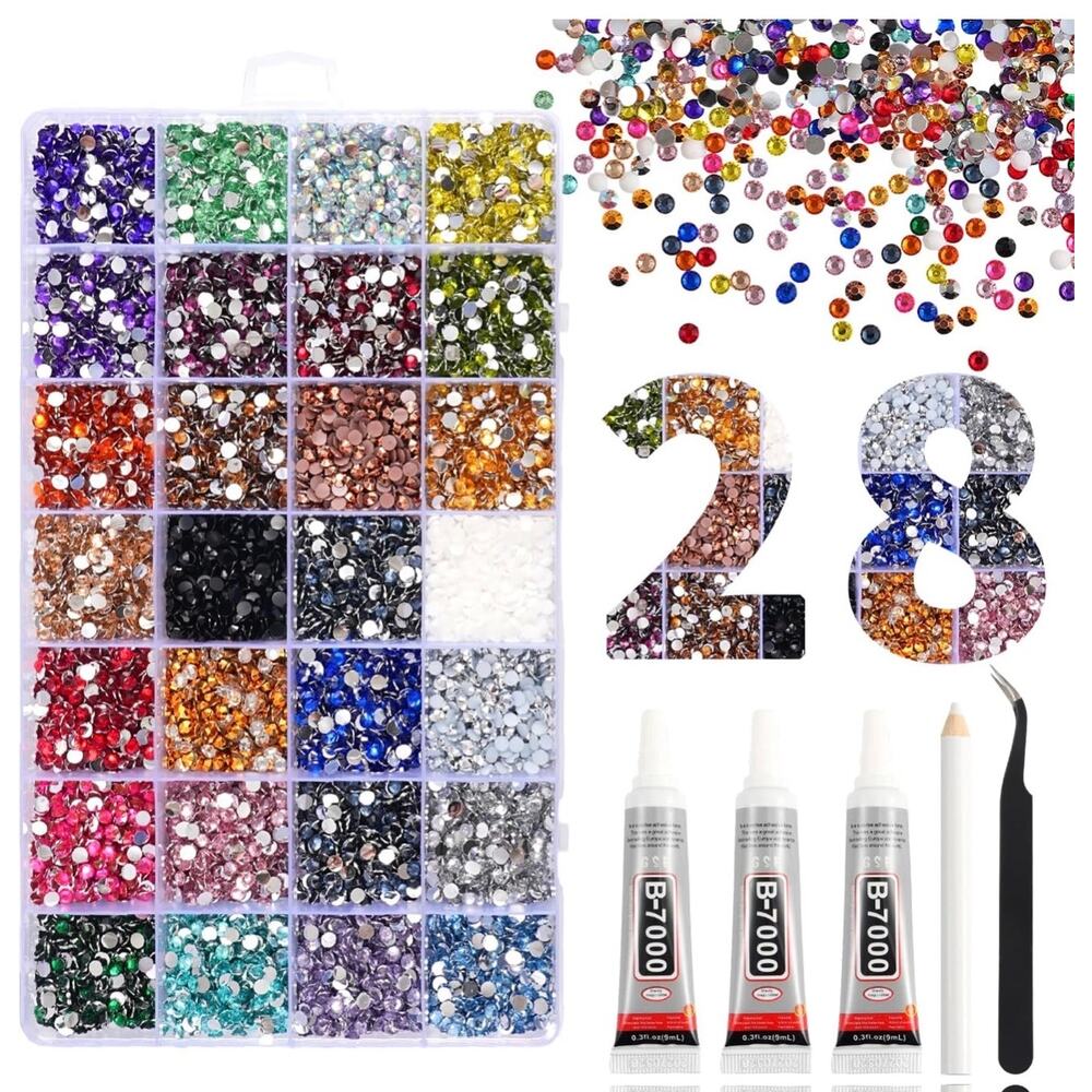 14000Pcs x2 Resin Rhinestones Multicolor 4mm Flatback Rainbow w/B7000 Glue - Picture 2 of 9